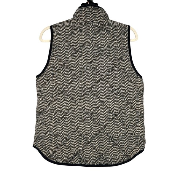 J. Crew Herringbone Quilted Vest Black Ivory Size Small - Picture 5 of 10